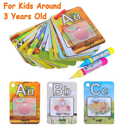 Alphabet Water Coloring Cards with 2 Magic Water Pens DailySale