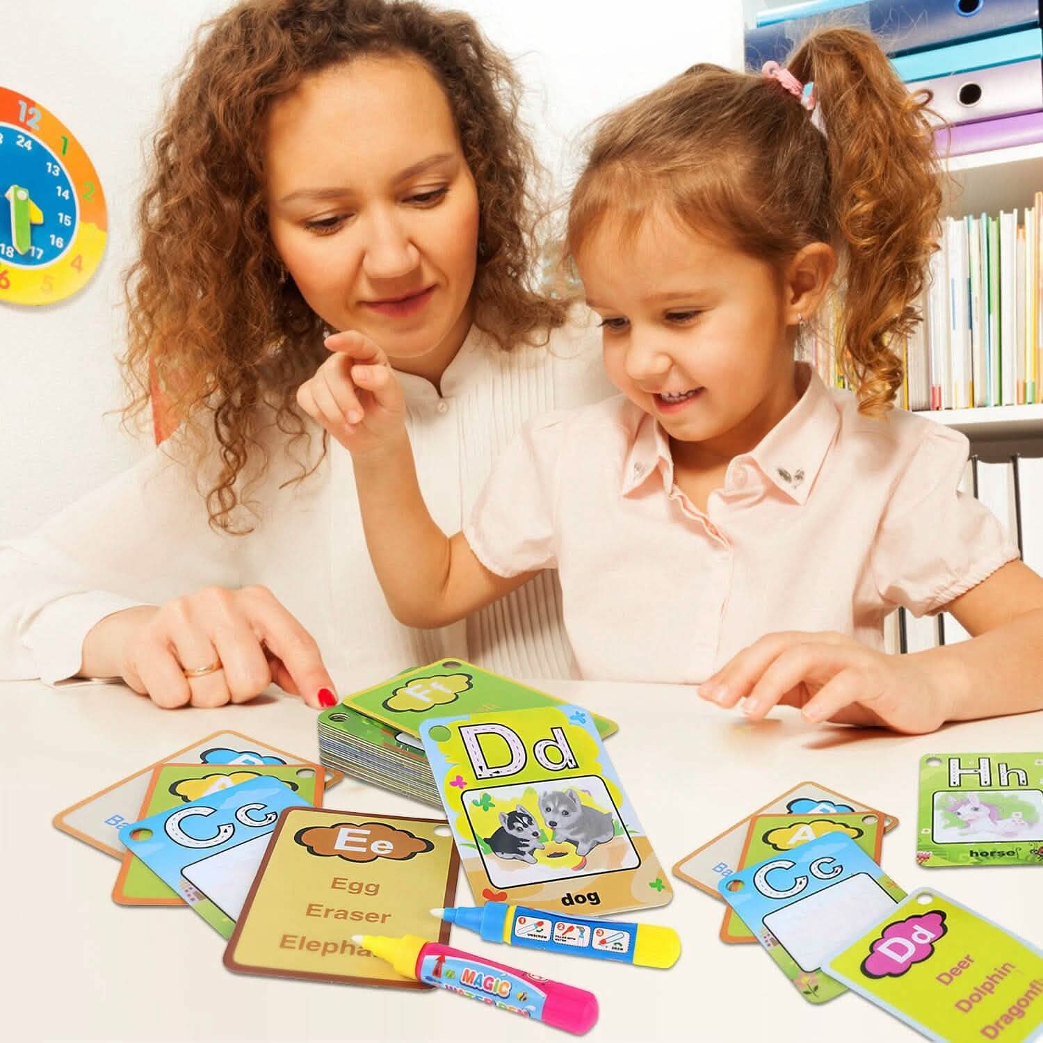 Alphabet Water Coloring Cards with 2 Magic Water Pens DailySale