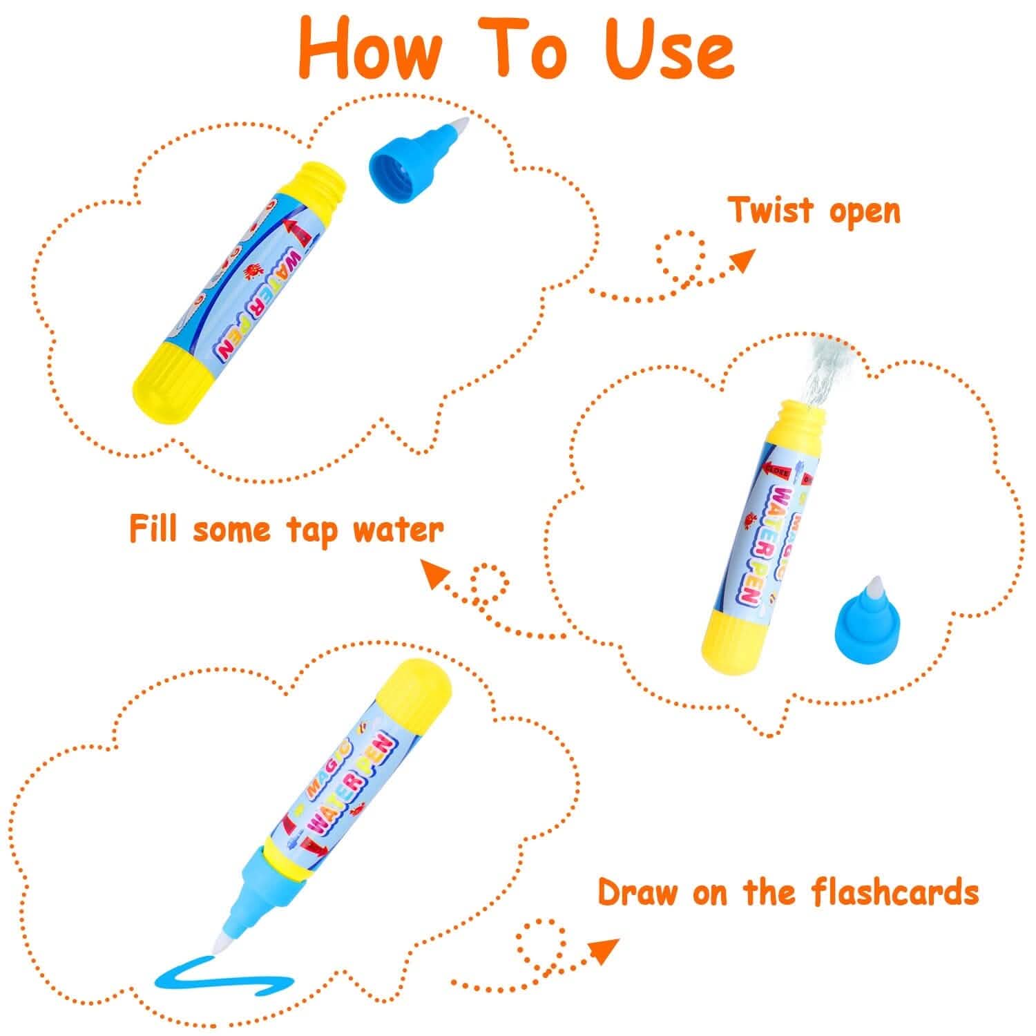 Alphabet Water Coloring Cards with 2 Magic Water Pens DailySale
