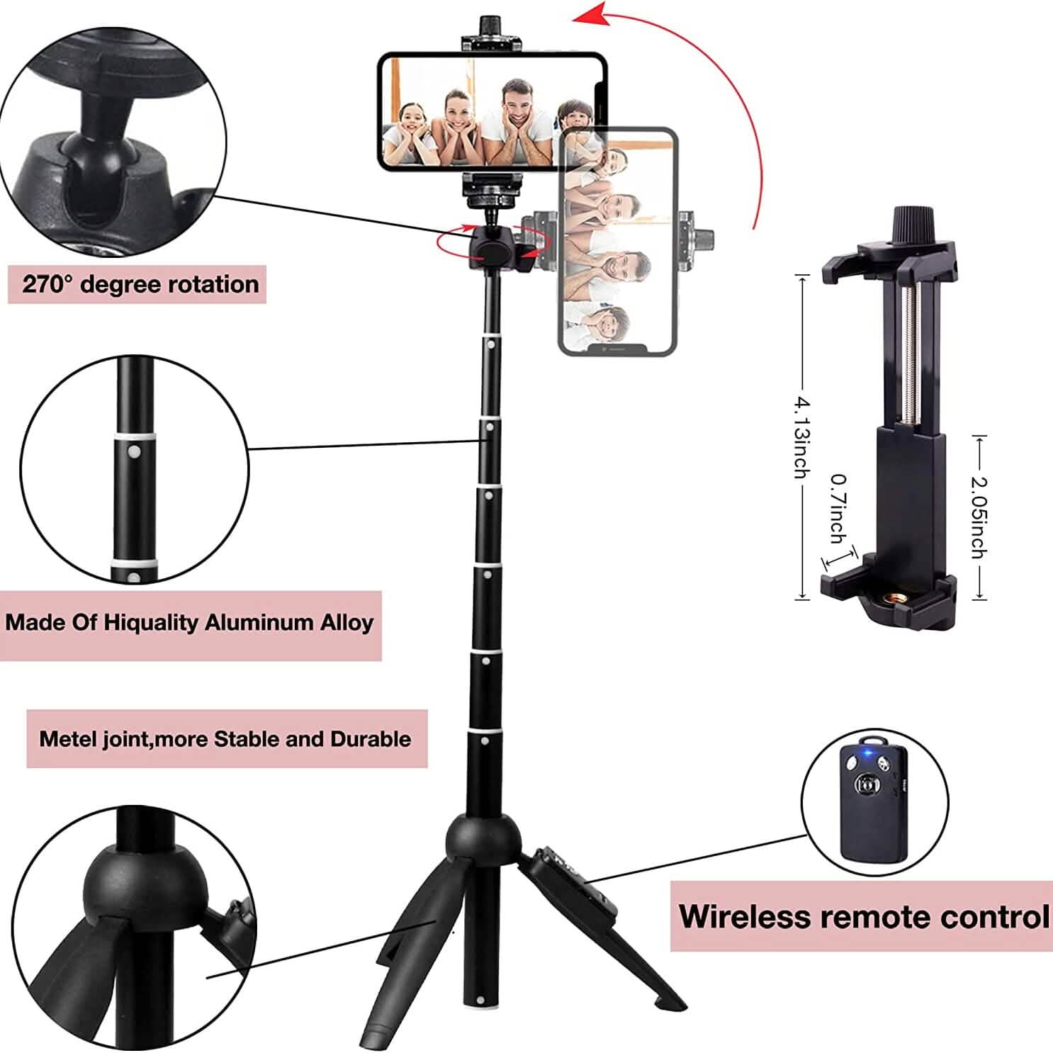 Aluminum Alloy Selfie Stick Phone Tripod DailySale