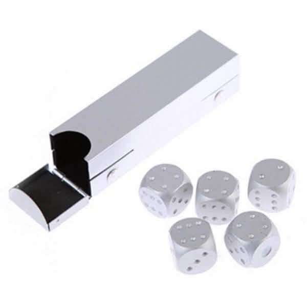 Aluminum Alloy Table Game Poker Games Dices Set with Storage Box DailySale