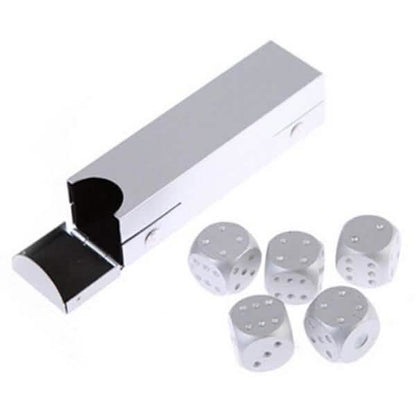 Aluminum Alloy Table Game Poker Games Dices Set with Storage Box DailySale