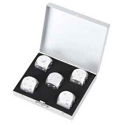 Aluminum Alloy Table Game Poker Games Dices Set with Storage Box DailySale