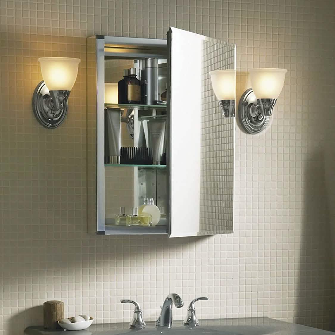 Aluminum Single Medicine Cabinet with Mirror Door DailySale