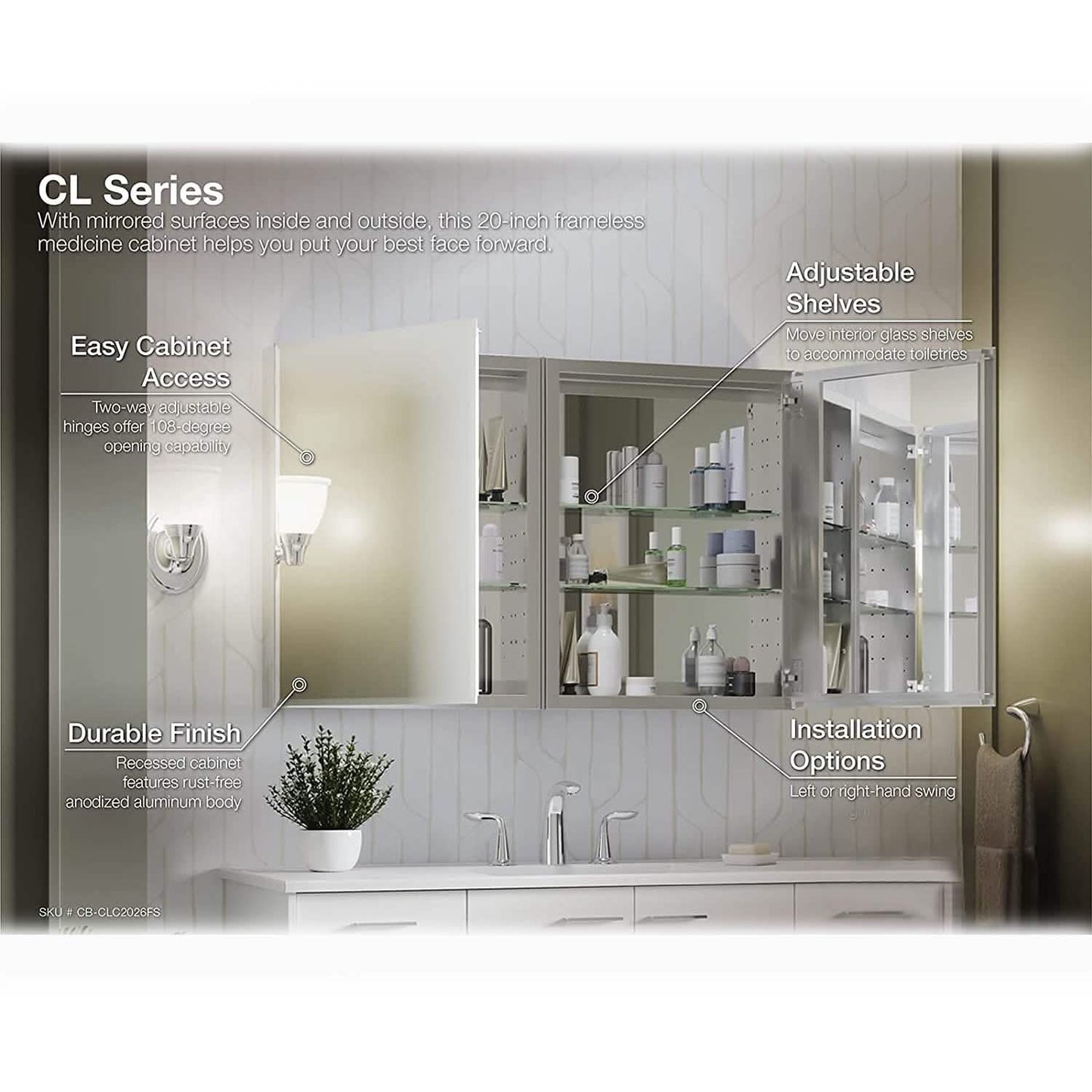 Aluminum Single Medicine Cabinet with Mirror Door DailySale