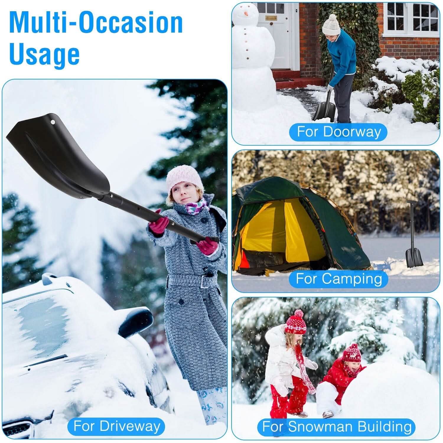Aluminum Snow Shovel Portable Lightweight Camping Garden Beach Shovel DailySale