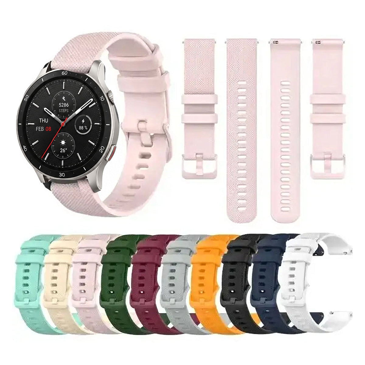 Amazfit Balance, GTR, GTS & Bip Checked-Texture Silicone Band BandsCo Straps