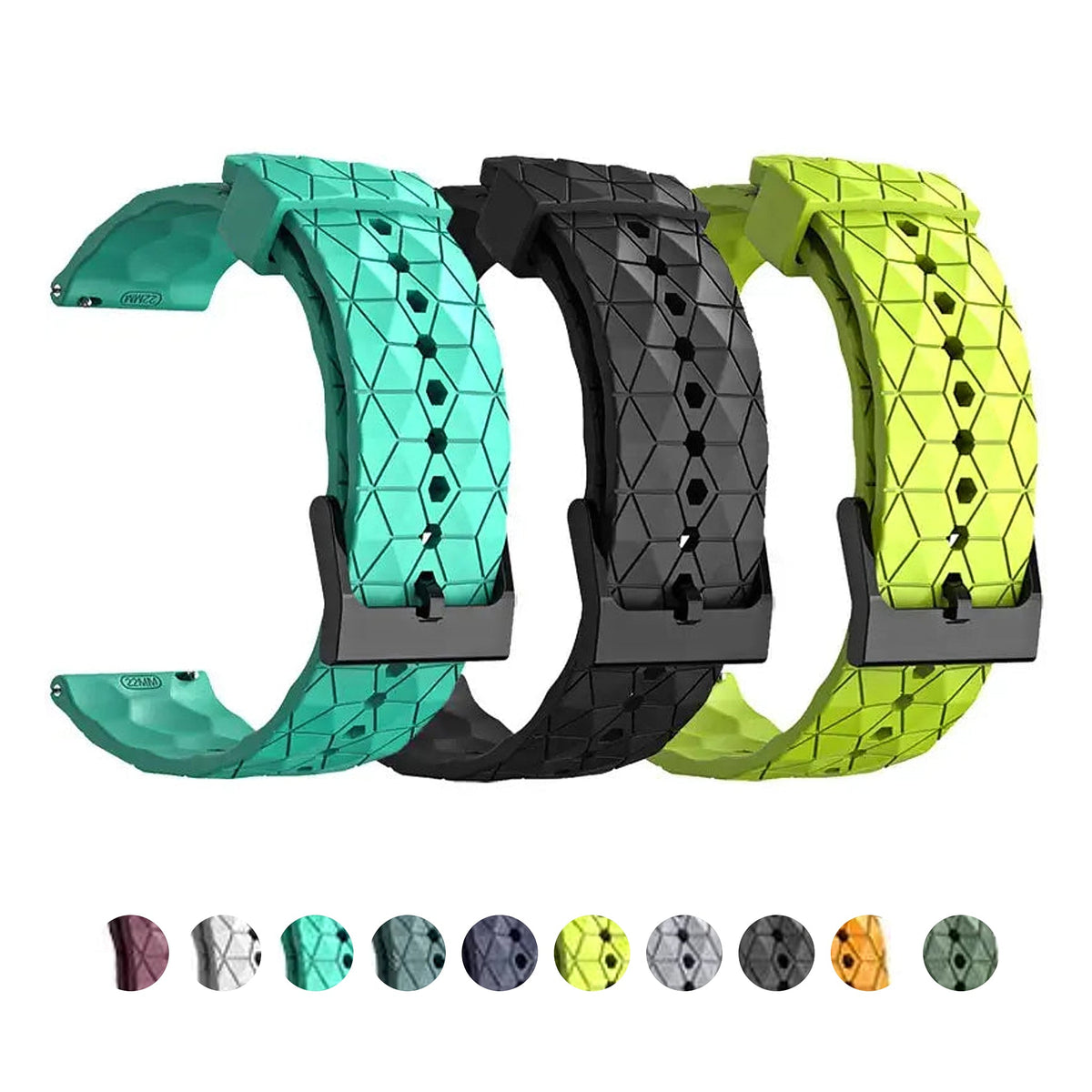 Amazfit Balance, GTR, GTS & Bip Geometric Silicone Band, Black Buckle BandsCo Straps