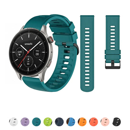 Amazfit Balance, GTR, GTS & Bip Silicone Sport Band, Black Pin Buckle BandsCo Straps