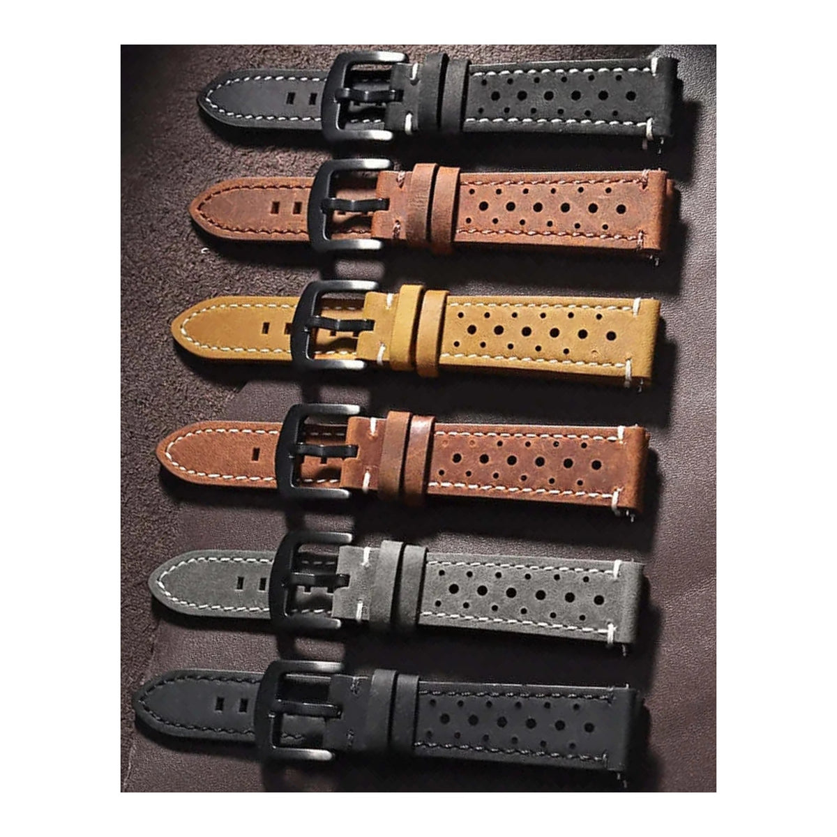 Amazfit Balance, GTR, GTS & Bip Stitched Perforated Leather Band BandsCo Straps