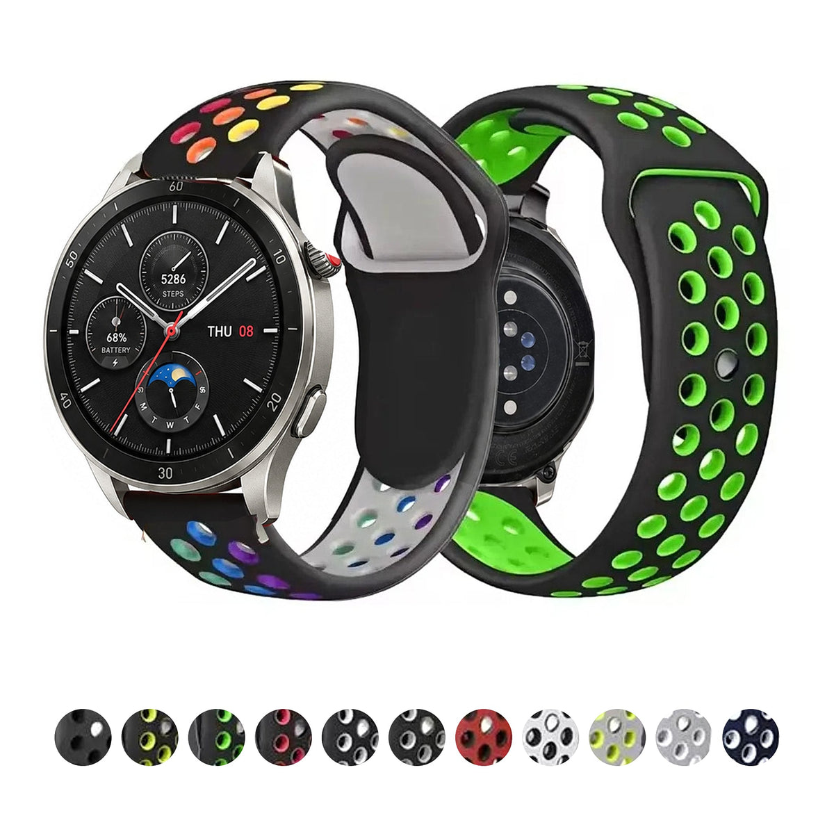 Amazfit Balance, GTR, GTS & Bip Two-Tone Perforated Silicone Band BandsCo Straps