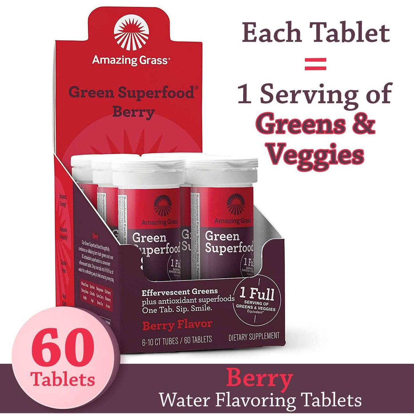 Amazing Grass Green Superfood Water Flavoring Tablet with Antioxidants and Alkalizing Greens DailySale