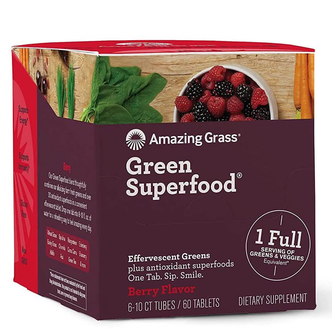 Amazing Grass Green Superfood Water Flavoring Tablet with Antioxidants and Alkalizing Greens DailySale