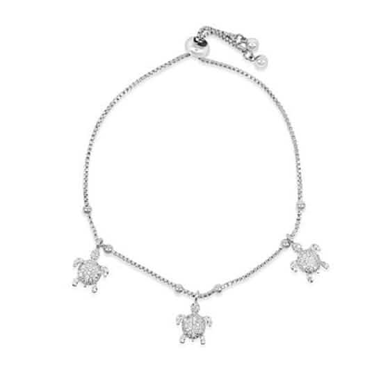Amazing Luxurious Classic White Micro Pava Turtle Charm Bracelet Silver Filled High Polish Finsh DailySale