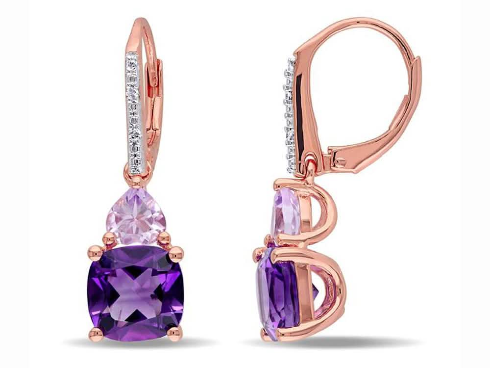 Amethyst and Tanzanite Duo Stone Dangling Leverback Earrings DailySale