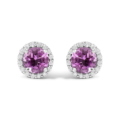 10K White Gold Purple Amethyst and 3/8 Cttw Diamond Halo Jewelry Set (Earrings, Pendant & Ring) Bids.com