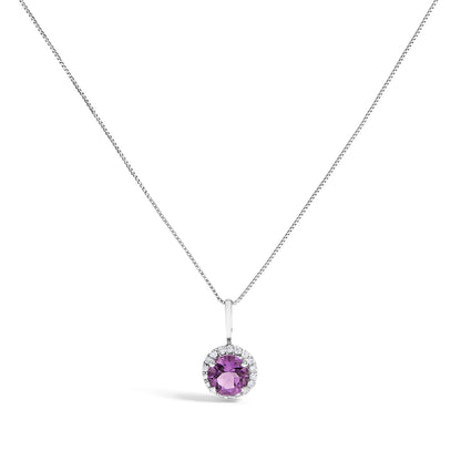 10K White Gold Purple Amethyst and 3/8 Cttw Diamond Halo Jewelry Set (Earrings, Pendant & Ring) Bids.com