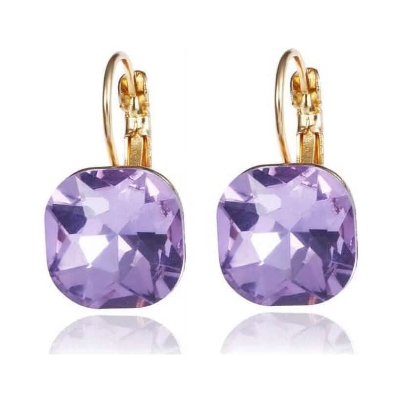 Amethyst Crystal Gold Filled Square Earrings For Women Popular Rhinestone Stud Earrings DailySale