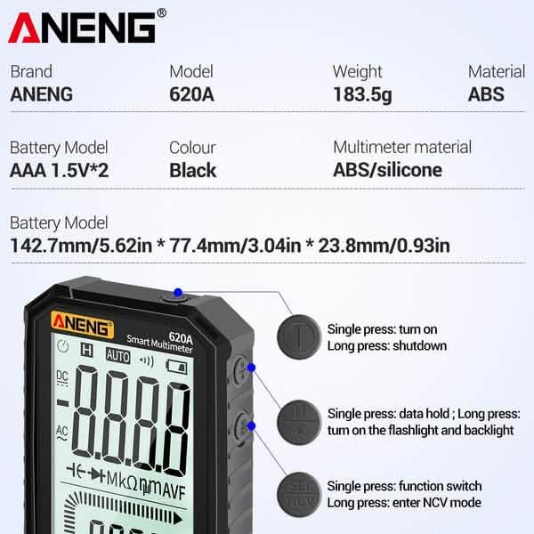 ANENG 4.7-Inch LCD Display 6000 Count AC/DC Digital Multimeter DailySale
