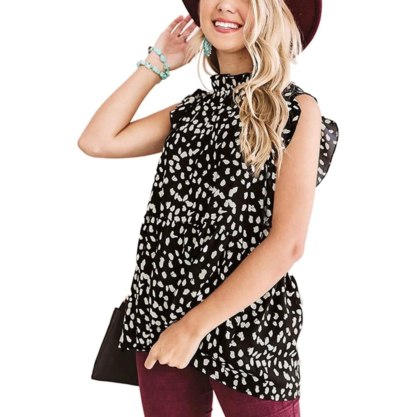 Angashion Women's Casual Floral Print Babydoll Blouse Tunic Tops DailySale