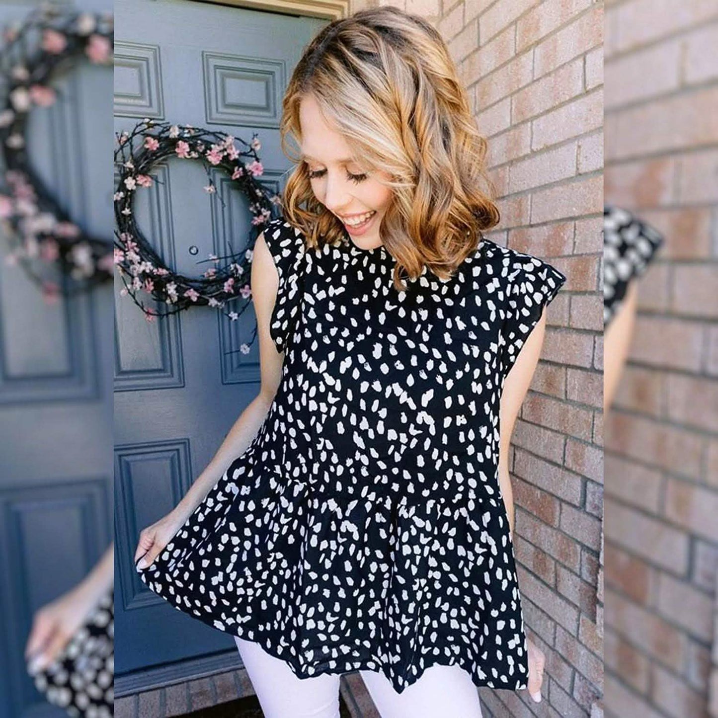 Angashion Women's Casual Floral Print Babydoll Blouse Tunic Tops DailySale
