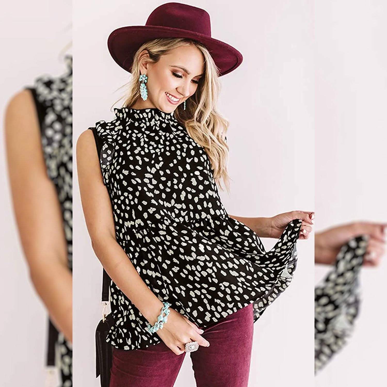 Angashion Women's Casual Floral Print Babydoll Blouse Tunic Tops DailySale