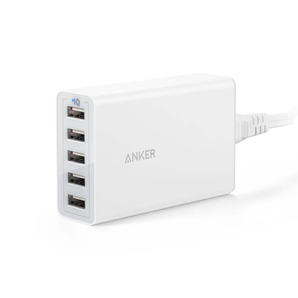 Anker PowerPort 5 40W/8A 5-Port USB Charger for Apple iPhone, iPad, Samsung Galaxy, and more (Refurbished) DailySale