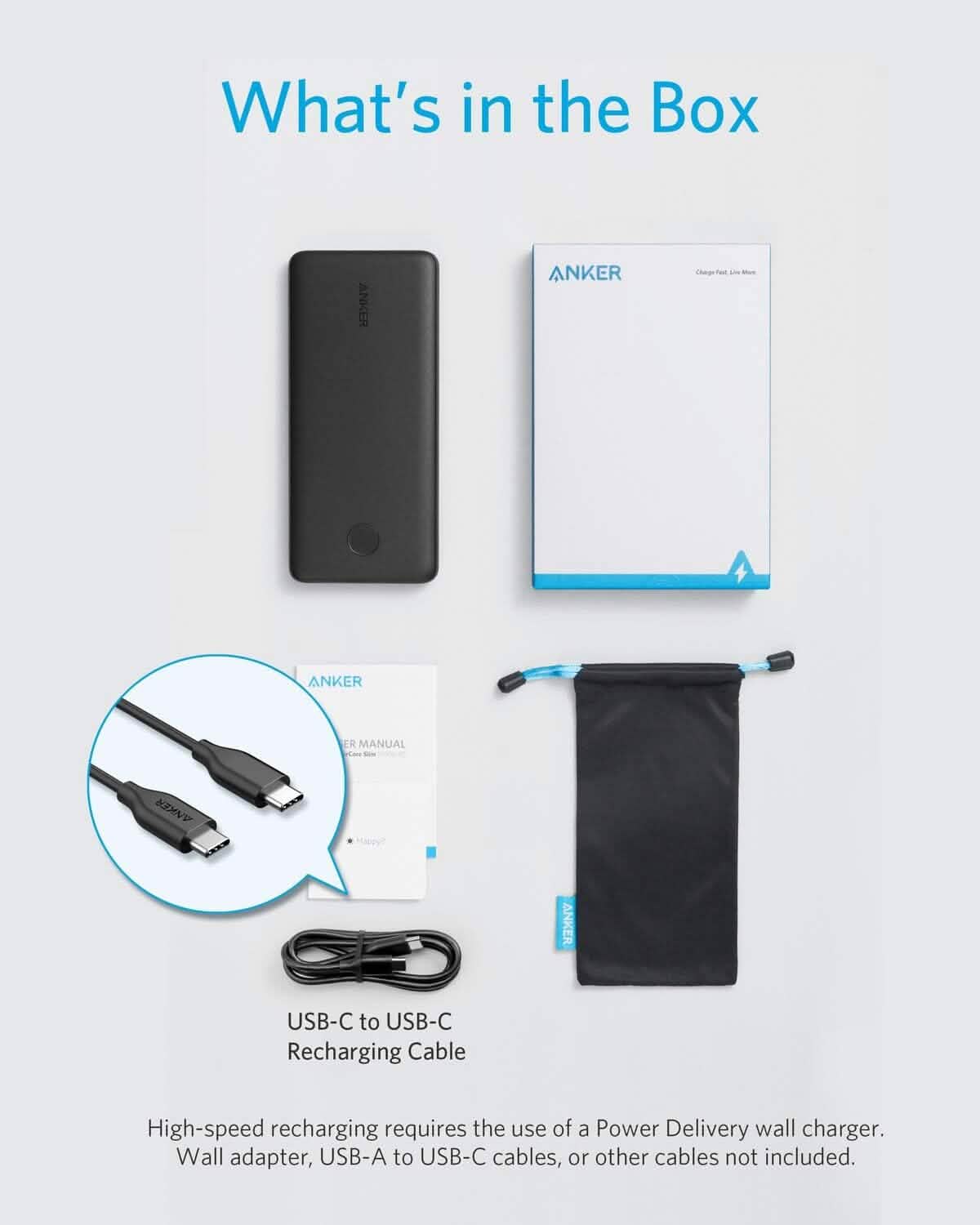 Anker USB-C Portable Charger, 18W PowerCore Slim 10000 PD, 10000mAh Power Delivery Power Bank (Refurbished) DailySale