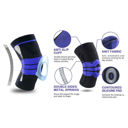 Anti Slip Springs Stabilizers Knee Compression Support Sleeve With Patella Gel Pad DailySale