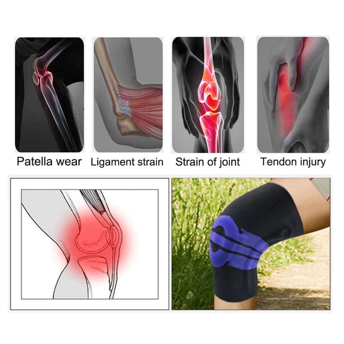 Anti Slip Springs Stabilizers Knee Compression Support Sleeve With Patella Gel Pad DailySale
