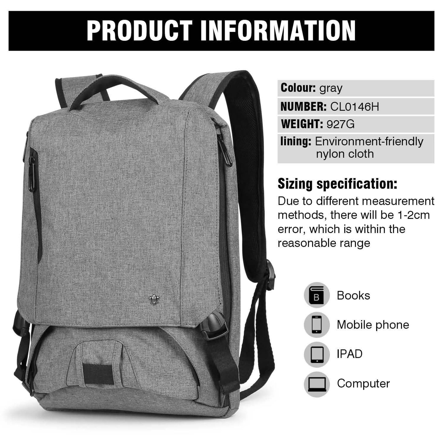 Anti-theft 14Inch Laptop Computer Backpack for Travel Waterproof Business School DailySale