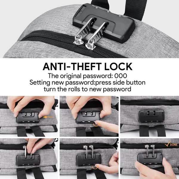 Anti Theft Waterproof Classic Backpack with USB Charging Port and Headphone Interface DailySale