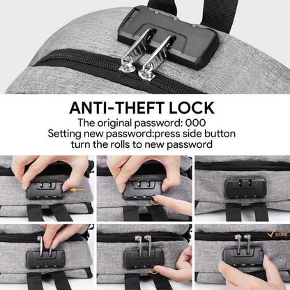 Anti Theft Waterproof Classic Backpack with USB Charging Port and Headphone Interface DailySale