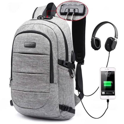 Anti Theft Waterproof Classic Backpack with USB Charging Port and Headphone Interface DailySale