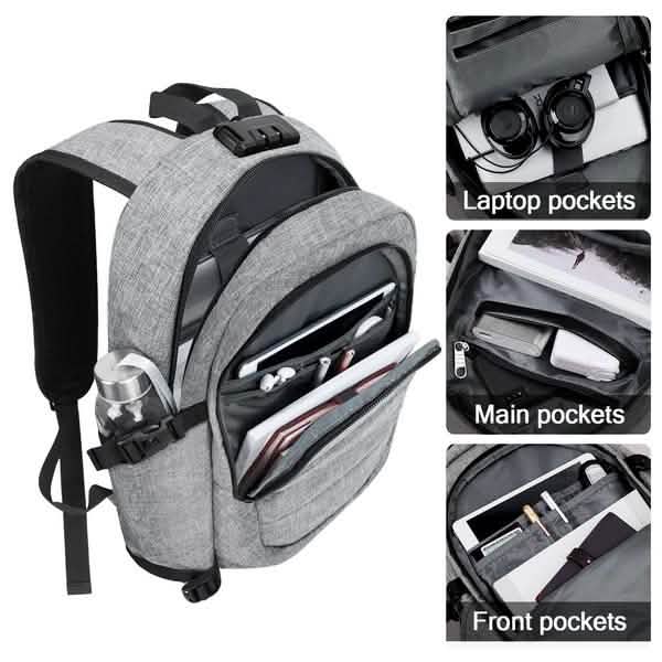 Anti Theft Waterproof Classic Backpack with USB Charging Port and Headphone Interface DailySale