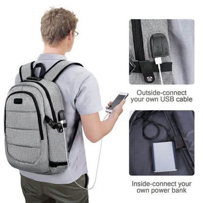 Anti Theft Waterproof Classic Backpack with USB Charging Port and Headphone Interface DailySale