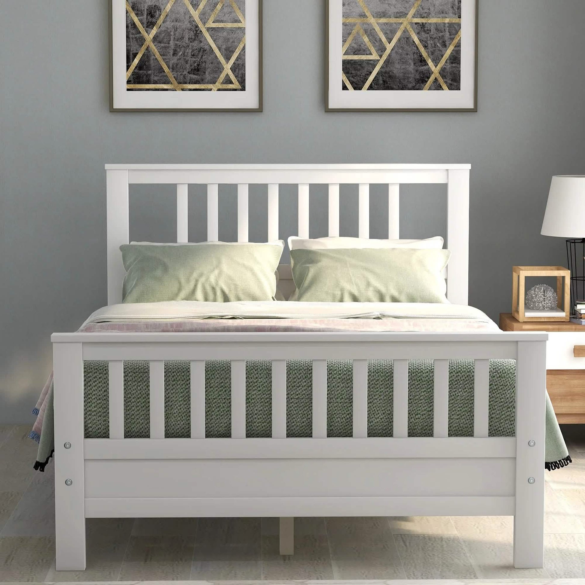 Anysun Full Size Bed Frame Solid Wood Platform Bed with Headboard for Kid's DailySale