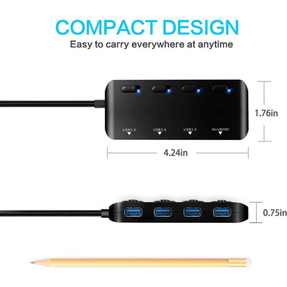 APANAGE 4-Port Powered USB 3.0 Hub Splitter DailySale