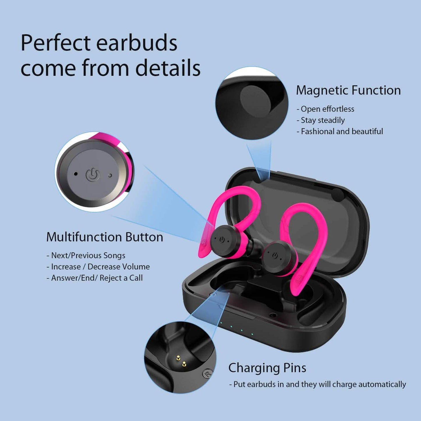 APEKX Bluetooth Headphones True Wireless Earbuds with Charging Case DailySale