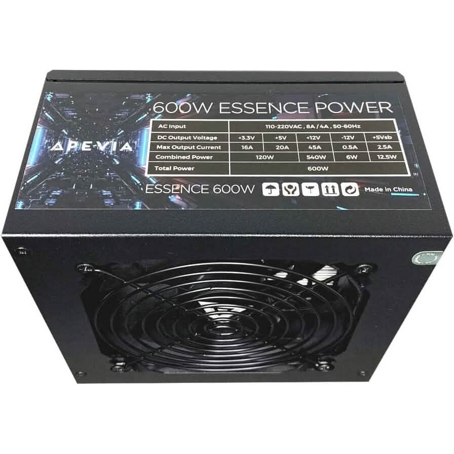 Apevia ATX-ES600W Essence 600W ATX Semi-Modular Gaming Power Supply with Auto-Thermally Controlled  (Refurbished) DailySale