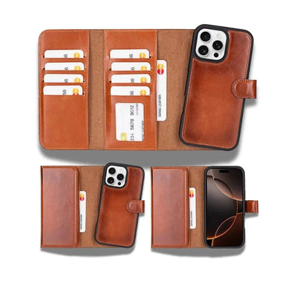 iPhone 16 Pro Leather Wallet Case Detachable RFID MagSafe – Santa Series Mizuri Leather