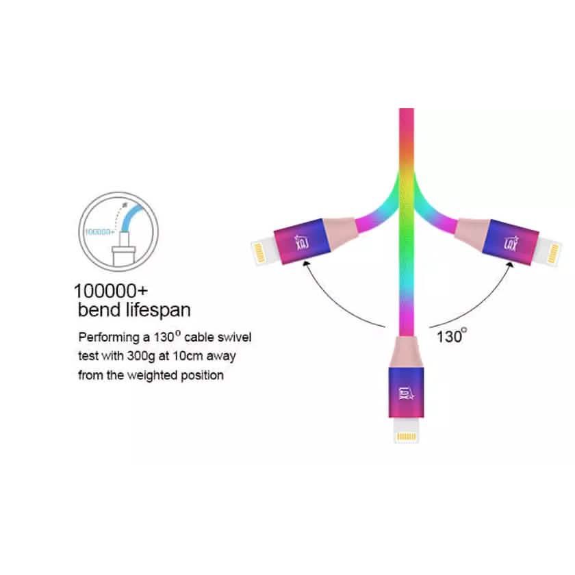 MFi Certified Colorful Rainbow Lightning Cables for Apple iPhone and iPad DailySale