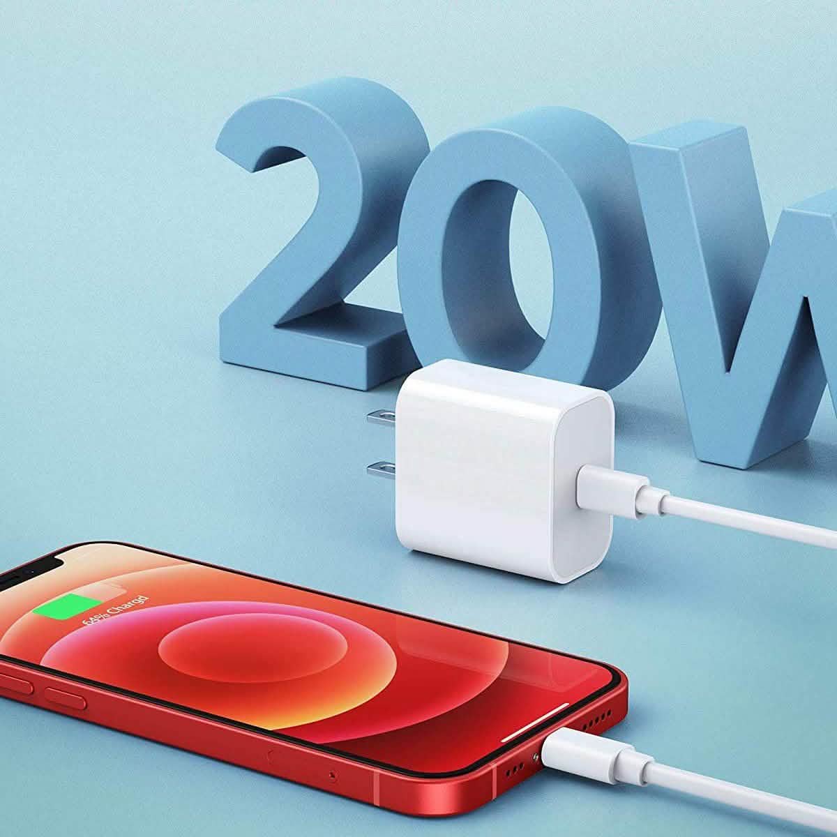 MFi Certified Veetone 20W PD Type C Power Wall Charger Travel Plug with 6FT USB C to Lightning Quick Charge Cable DailySale