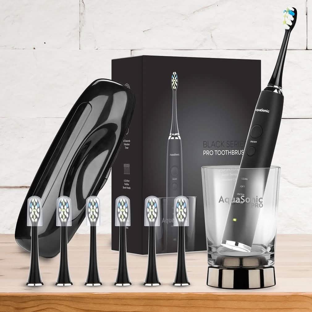 AquaSonic Black Series Pro Ultra Whitening 40,000 VPM Rechargeable Electric Toothbrush DailySale