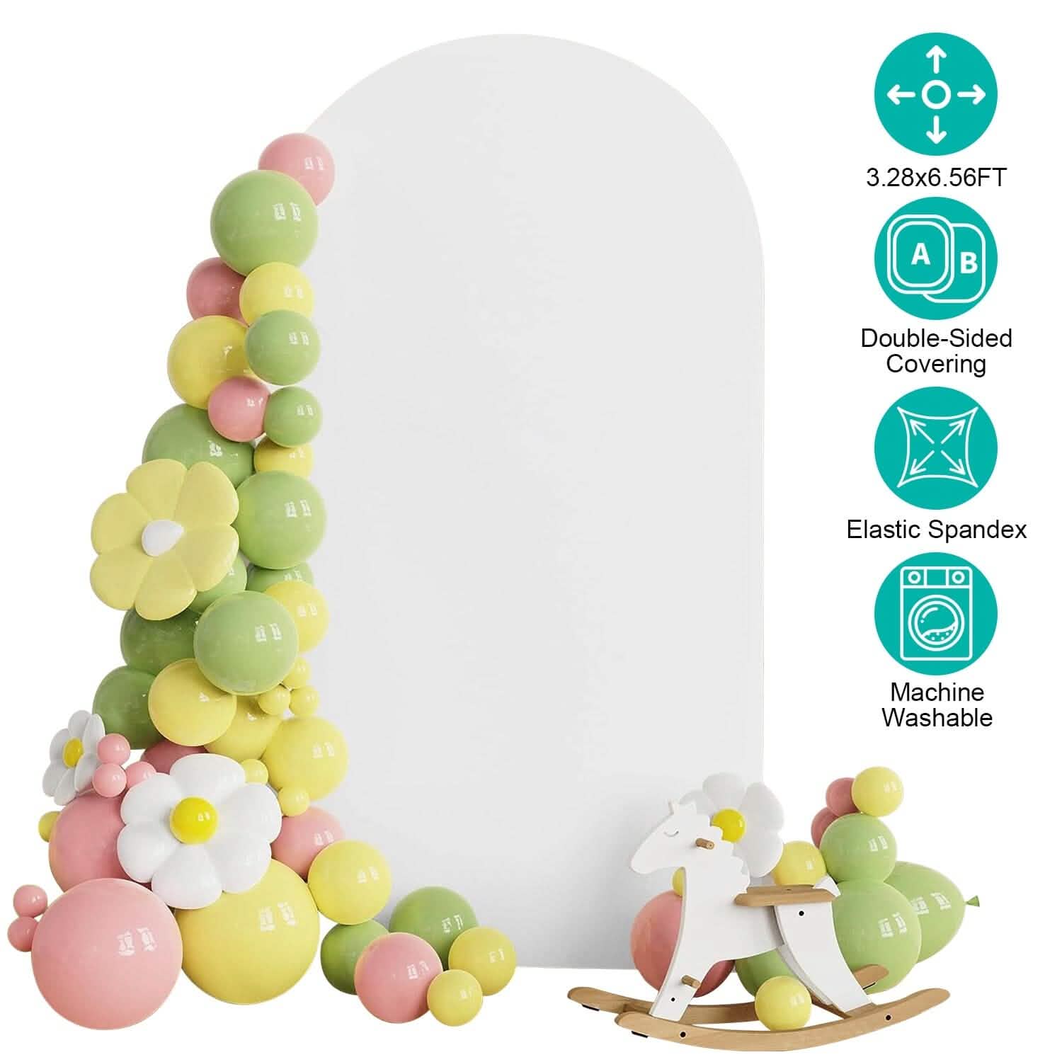 Arch Backdrop Stand Cover White Spandex Fitted Double-Sided Background Covering DailySale