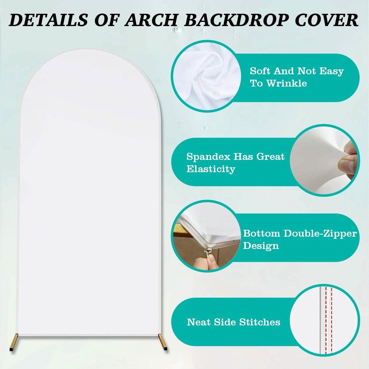 Arch Backdrop Stand Cover White Spandex Fitted Double-Sided Background Covering DailySale