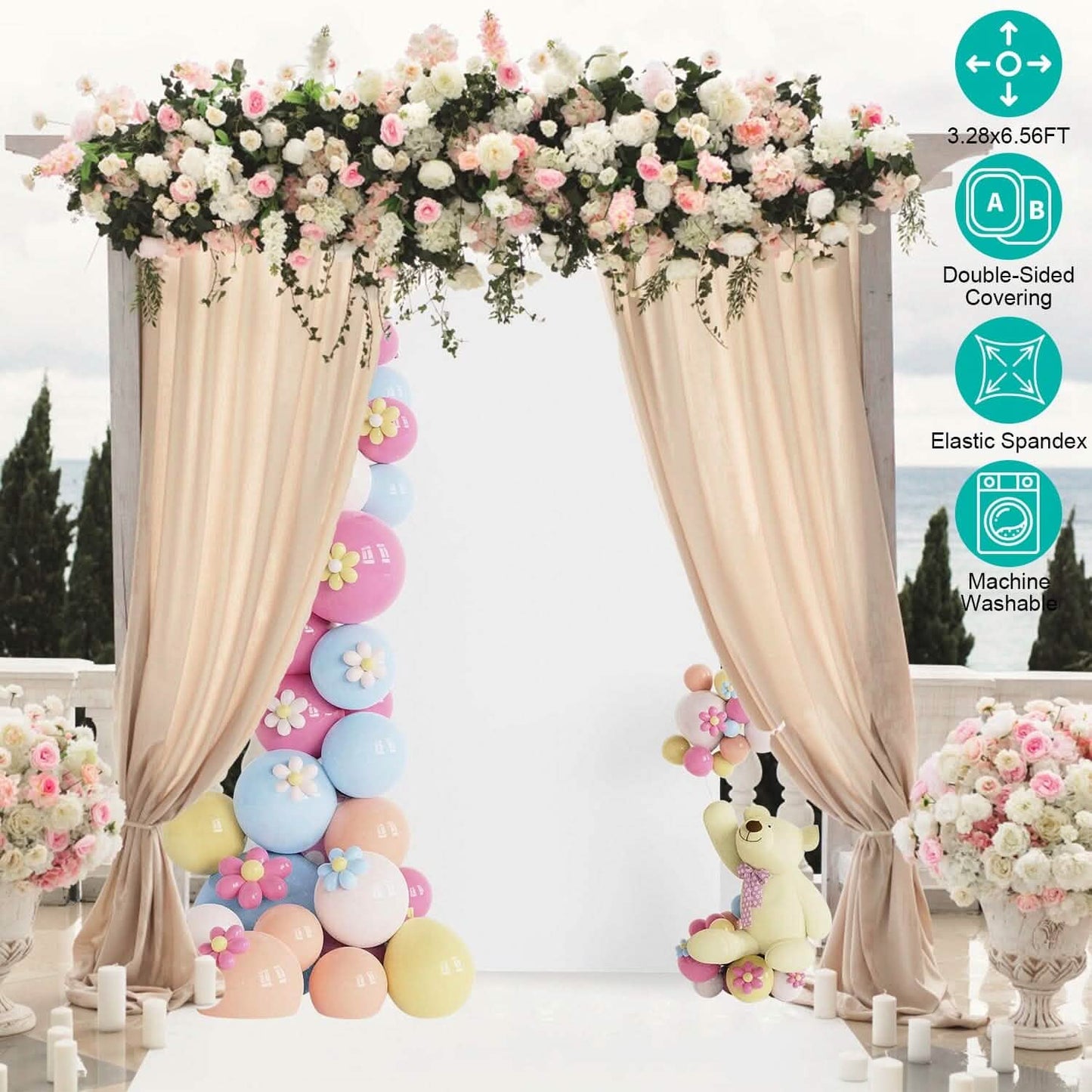 Arch Backdrop Stand Cover White Spandex Fitted Double-Sided Background Covering DailySale