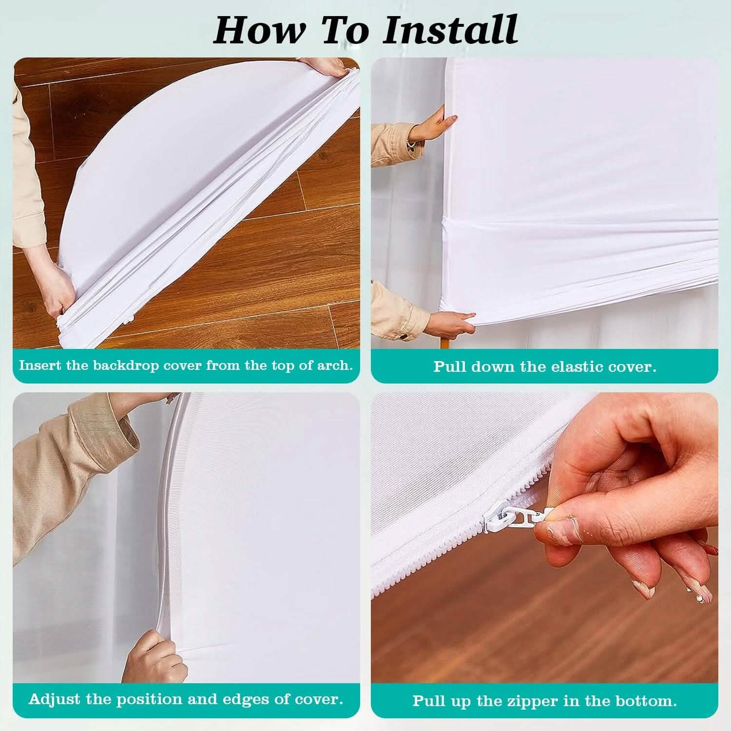 Arch Backdrop Stand Cover White Spandex Fitted Double-Sided Background Covering DailySale