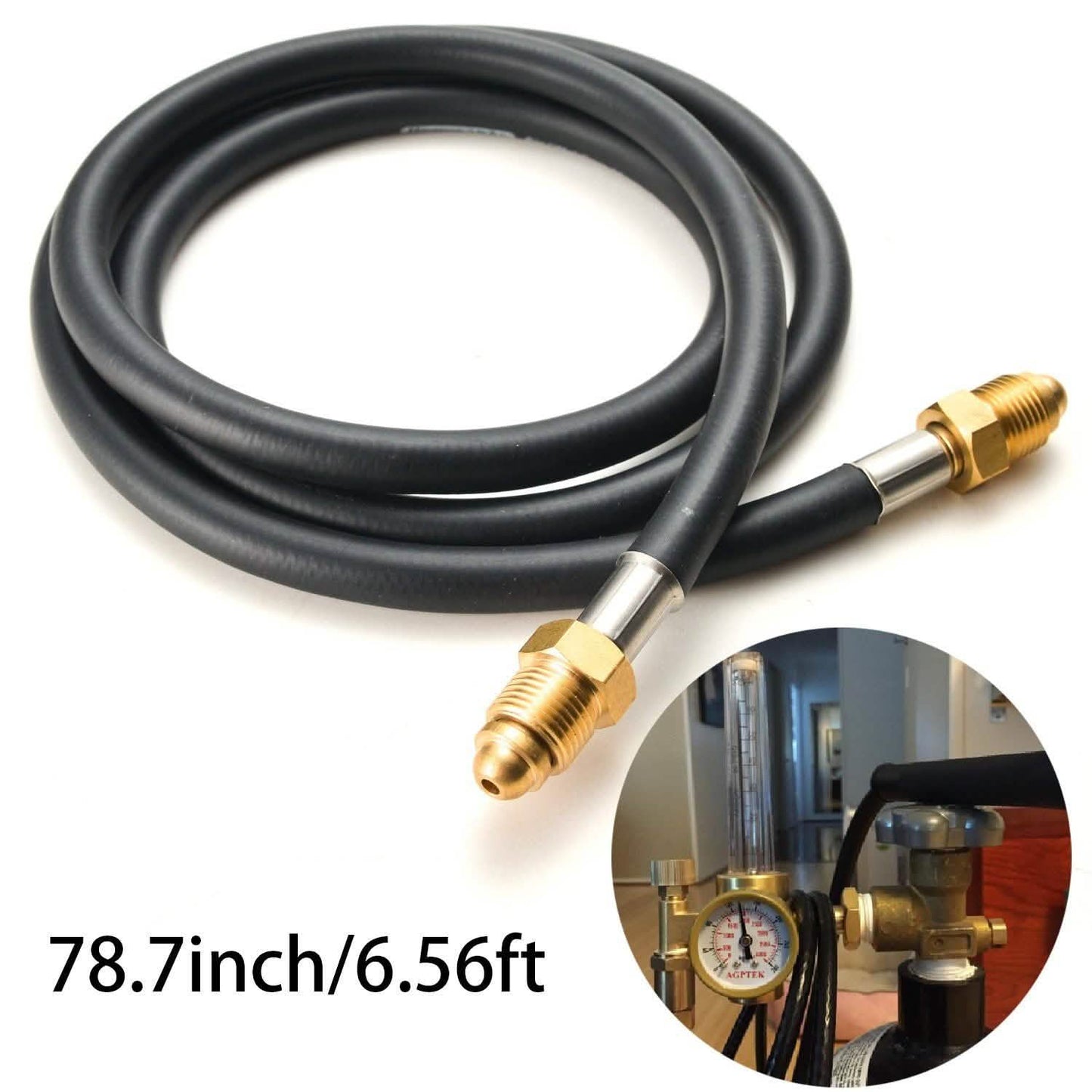 Argon CO2 Flow Meter Regulator Hose Mig Tig UNF5/8, 6.56ft with Inert Gas Fitting DailySale