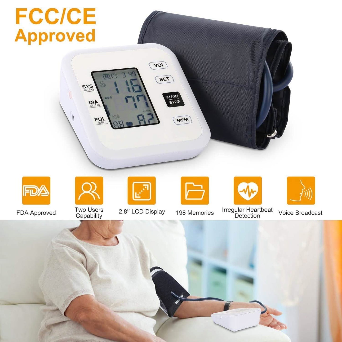 Arm Blood Pressure Monitor with Adjustable Cuff DailySale